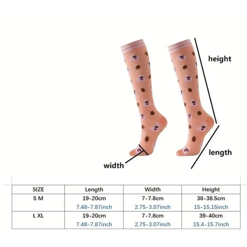 Unisex 15-20 mmHg Compression Socks L/XL Knee High Medical‎ Diamonds 2 Pack NEW
